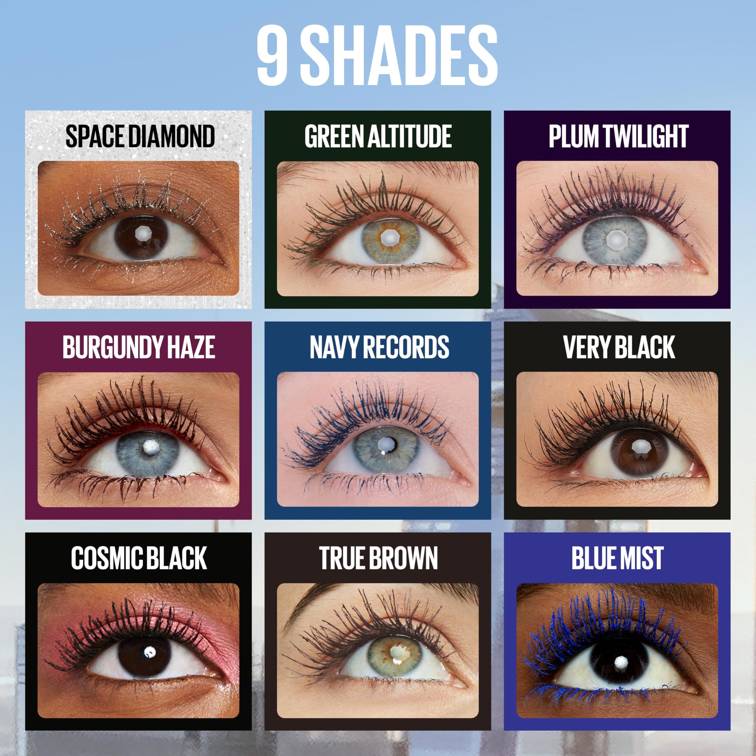 Maybelline Lash Sensational Sky High Mascara Makeup, Volumizing, Lengthening, Defining, Curling, Multiplying, Buildable, Washable Formula, Navy Records, 1 Count