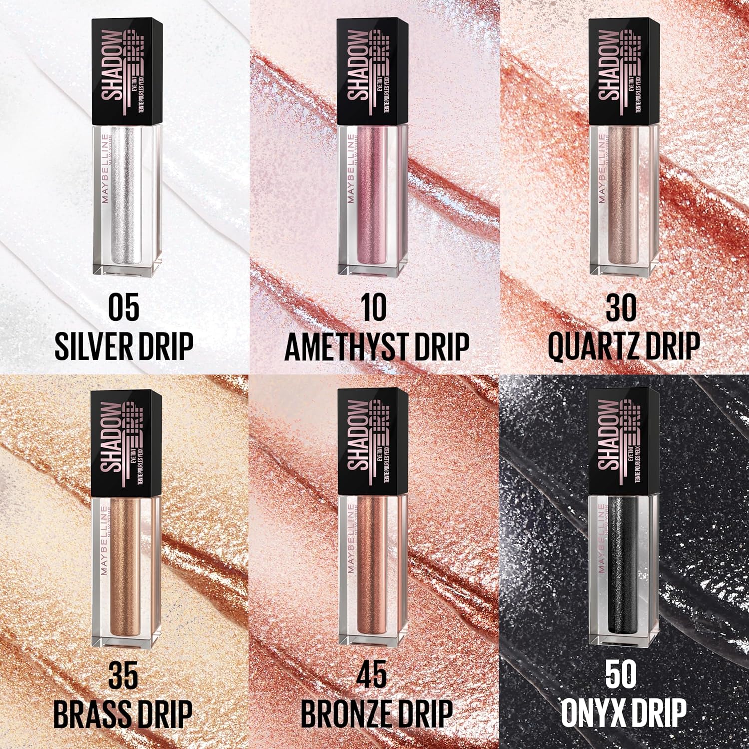 MAYBELLINE Shadow Drip Eye Tint Liquid Eyeshadow, High-Impact, Lightweight Shimmer Eye Shadow with Up To 16HR Wear, Onyx Drip, 1 Count