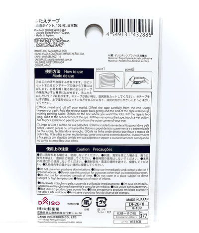 Daiso Japan，Double Folded Eyelid Tape | 102 pcs | Double Sided Point (Set of 2)