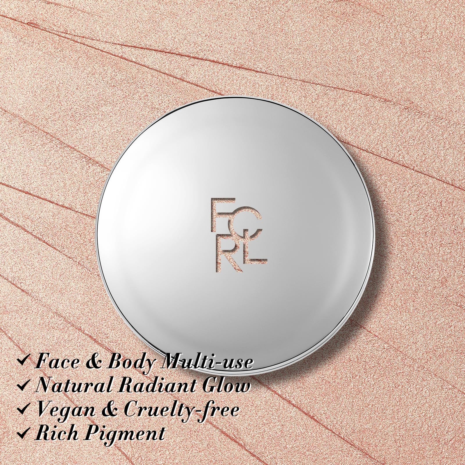 FOCALLURE Shimmer Face Highlighter Makeup Powder, Gel to Powder Glow Finish, Leaving a Lightweight & Healthy Radiance, Long Lasting Luminous Face Body Highlighter Makeup,GD01 New World