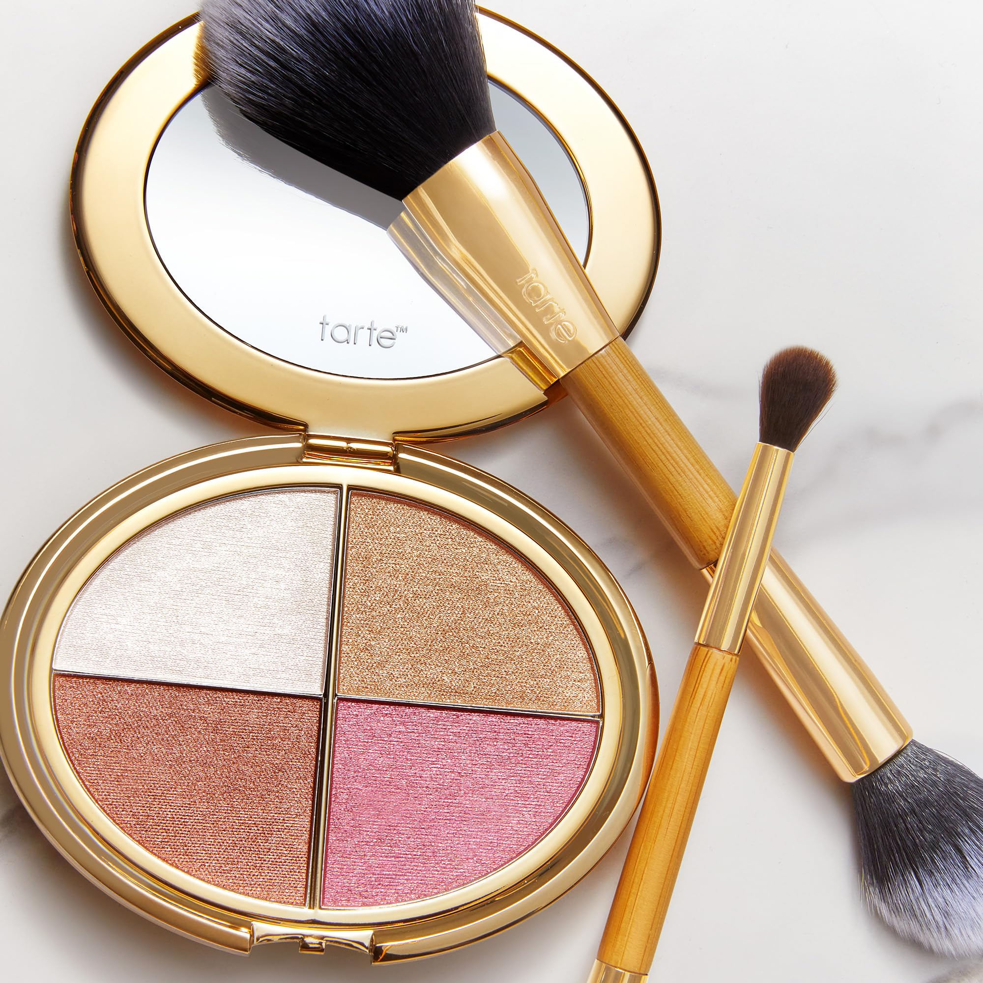 tarte glow wardrobe highlighting eye & cheek palette – Highlighter, Blush, Bronze & Eyeshadow All-in-One Face & Eye Viral Makeup for Everday Radiant Blendable Glow, Vegan & Cruelty Free, full size